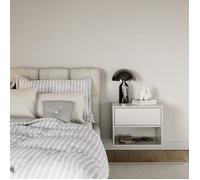 Selsey Table de Nuit 50 cm Suspendue Design Minimaliste avec Finition Blanc Tiroir et Niche Intégrés Table Chevet Chambre Adulte Style Contemporain et Durable