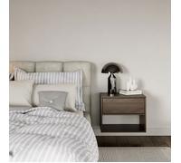 Selsey Table de Chevet Suspendue Flottante Wisconsin - Couleur Noyer - 50 x 36 x 40 cm (l x P x H) - Table de Chevet avec tiroir en Minimaliste - Push to Open - Scandinave - Montage Mural Peu