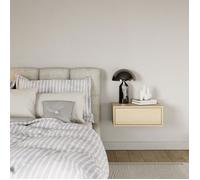 Selsey Table de Chevet à Suspendre - Chêne Lindberg Flottant - Couleur : 50 x 36 x 20,8 cm (l x P x H) - Table de Chevet avec tiroir en Minimaliste - Push to Open - Scandinave - Montage Mural Peu