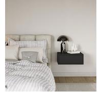 Table de chevet suspendue - avec tiroir - FRAMME - noir - 50 cm