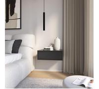 Table de chevet suspendue - avec tiroir - VELVETO - noir - 50 cm