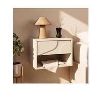 Table de chevet suspendue beige - SICAAN - Lot de 2 - 1 tiroir - 1 niche - Finition mélaminée résistante