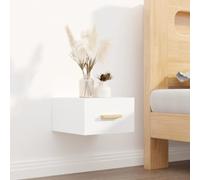 Table de chevet suspendue blanche 35x35x20 cm, suspendue au mur à partir de panneaux à base de bois, pour ranger des livres et des petites choses dans la chambre.