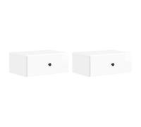 Table de chevet suspendue blanche haute brillance avec tiroir et étagère, 2 pièces, armoire de chevet moderne pour chambre à coucher, compacte et élégante