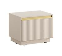 Table de chevet suspendue ou à poser avec 1 tiroir - MDF - Beige et doré - POSINIA de