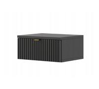 Table de chevet suspendue pour chambre à coucher, noire, avec façade rainurée 40x30x18cm