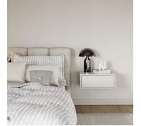 Table de chevet suspendue - SELSEY - FRAMME - blanc - 50 cm - 1 tiroir - push-to-open