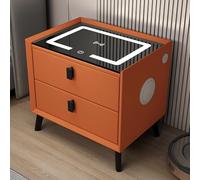Table De Chevet Table D’Appoint Intelligente, Chargeur sans Fil, Lumières LED Réglables, Haut-Parleur Bluetooth, 2 Ports USB, 2 Tiroirs, Meuble De Chambre À Coucher(Orange,50cm)