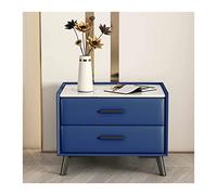 Table de chevet Table de chevet moderne en cuir artificiel laqué ardoise bois armoire chambre chevet casier 2 tiroirs rangement fin table d'appoint chambre meubles (bleu) Table de chevet ( Size : L50x