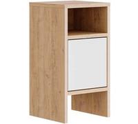 Table de chevet, table de nuit avec 1 porte coloris chêne cambrian, blanc -longueur 30 x profondeur 30 x hauteur 59 cm - PEGANE - Bois G