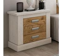Table de chevet, table de nuit avec 3 tiroirs coloris chene, pin andersen - Longueur 66 x Profondeur 39,60 x Hauteur 63,8 cm -PEGANE- Bois G