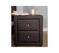 Homestyle4u Table de chevet Simili Cuir Brun Nuit