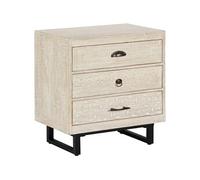 Table de chevet Table de nuit de 3 tiroirs en bois de manguier sculpté coloris blanc- Longueur 49 x Profondeur 33 x Hauteur 73 cm - -