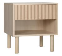 Table De Chevet Table De Nuit Design Urban Craft - Tiroir Coulissant, Niche - Piètement Cylindrique - Panneaux Particules Aspect Bois Clair