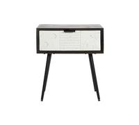 Table de chevet, table de nuit en bois de manguier coloris blanc et metal wengue - Longueur 45 x Profondeur 38 x hauteur 50 cm - -