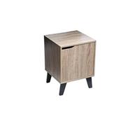 Table de chevet, table de nuit en MDF coloris naturel - longueur 34 x Profondeur 32 x Hauteur 47 cm --