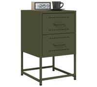 vidaXL Tables de chevet 2 pcs 36x39x60,5 cm en acier vert olive 846467