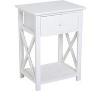 HOMCOM Table de Chevet Table d'appoint Bout de canapé Table de Nuit avec Un tiroir et étagère en Bois Blanc