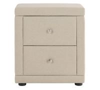 Homestyle4u Table de chevet en tissu beige sable pour chambre à coucher - Table de chevet avec 2 tiroirs rembourrés - Table d'appoint pour chambre à coucher - Table de chevet stable et élégante