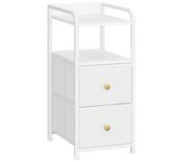 Table de Chevet, Tables d'Appoint Étroite avec 2 Tiroirs en Tissu, Table de Nuit avec Compartiment Ouvert, pour Chambre à Coucher, Salon, 35 x 27 x 60 cm, Blanc À propos de cet article[Convient aux Pe