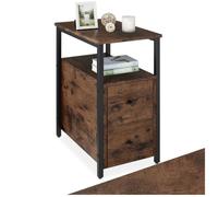 Table de chevet - TECTAKE - Chevet TULLAMOR avec 2 étagères et 2 tiroirs en bois et acier 30 x 49,5 x 61,5 cm - Bois foncé