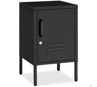 Table de chevet - TECTAKE - meuble de chevet, baker, design métallique, porte verrouillable, acier, 35 x 42,5 x 60,5 cm - noir