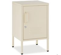 Table de chevet - TECTAKE - Meuble de chevet BAKER en métal avec porte verrouillable et 2 compartiments, 35x42,5x60,5 cm - Crème