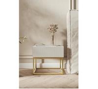 Selsey Table De Chevet sur Pieds Dorés avec Tiroir À Lamelles 50 x 44 cm Table De Nuit Blanc Veldio