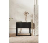 Selsey Table De Chevet sur Pieds Noirs avec Tiroir À Lamelles 50 x 44 cm Table De Nuit Noir Veldio
