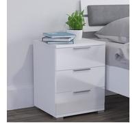 Table de chevet Vicco table de nuit commode de chevet 3 tiroirs commode blanc brillant