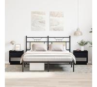 Table De Chevet Vidaxl 2 Pcs Chêne Noir 45x34x49 Cm Bois D'ingénierie Noir