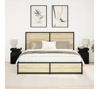 Table De Chevet Vidaxl Avec Lumières Led 2 Pcs Chêne Noir 35x39x55 Cm Noir