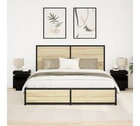 Table De Chevet Vidaxl Avec Lumières Led 2 Pcs Chêne Noir 40x39x48,5 Cm Noir