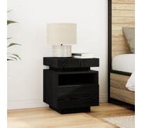 Table De Chevet Vidaxl Avec Lumières Led Chêne Noir 40x39x48,5 Cm Noir