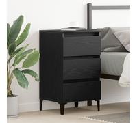 Table De Chevet Vidaxl Avec Pieds En Métal Noir Chêne 40x35x69 Cm Noir