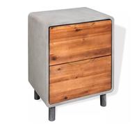 Table De Chevet Bois D'acacia Massif 40 X 30 X 50 Cm Gris
