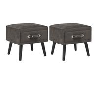 Table de chevet - VIDAXL - Gris - 40x35x40 cm - Velours