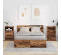 Table de chevet - VIDAXL - Lot de 2 - Bois ancien - 1 tiroir - 40 x 30 x 67 cm