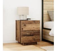 vidaXL Table de chevet Vieux bois - 2 tiroirs - LED intégrées - 45x40x55 cm