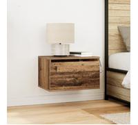 Table de chevet - Vintage - Bois massif récupéré - 1 tiroir - Éclairage LED intégré