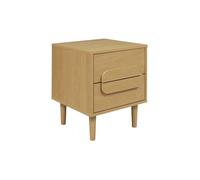 Table de chevet vintage décor bois de chêne 2 tiroirs L 40 x P 40 x H 50cm - Juliana