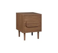 Table de chevet vintage décor bois de noyer 2 tiroirs L 40 x P 40 x H 50cm - Juliana