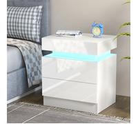 Table de chevet - VIVOLILV - Table de nuit LED brillant - avec 2 tiroirs - Moderne - 45x35x52cm