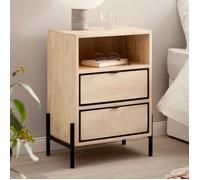 Table de Chevet - WOHNLING - Bois Massif - 2 Tiroirs - Contemporain