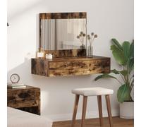 vidaXL Table de Maquillage en chêne fumé avec Miroir | Vanity élégante Moderne en Bois d'ingénierie idéale pour la Chambre Dimensions compactes 83 x 40 x 70 cm Ensemble de mobilier décoratif