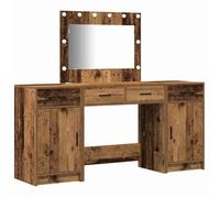 Table de coiffeuse rustique - vidaXL - Bois recyclé - 2 tiroirs - 80x40x100 cm - Miroir inclus - Style rétro