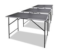 Table de collage pliable - vidaXL - 3 pcs - Aluminium - MDF noir