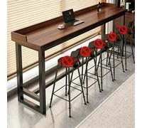 Table de Comptoir à Hauteur de Bar, Table de Bar de Cuisine Longue et Étroite avec Rebord,Comptoir de Petit-déjeuner Haut Industriel avec Cadre en Métal, Gagnez L'espace(Brown,160x40cm/63x15.7in)