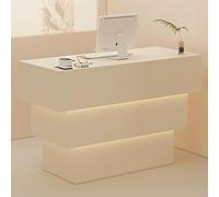 Table de comptoir de réception avec trou de câble, bureau de caisse de vente au détail avec rangement ouvert, mobilier de réception moderne pour salons et magasins