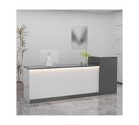 Table de comptoir de réception en forme de L avec lumières LED pour salon de beauté et hall d'accueil Gris Table de comptoir avant élégante 90 cm Design gauche